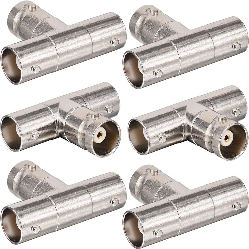 Warmstor 6-Pack Female to Female BNC Adapter Splitter - 3-Way Connector for Antenna, CCTV, DVR, Camera - Image 1
